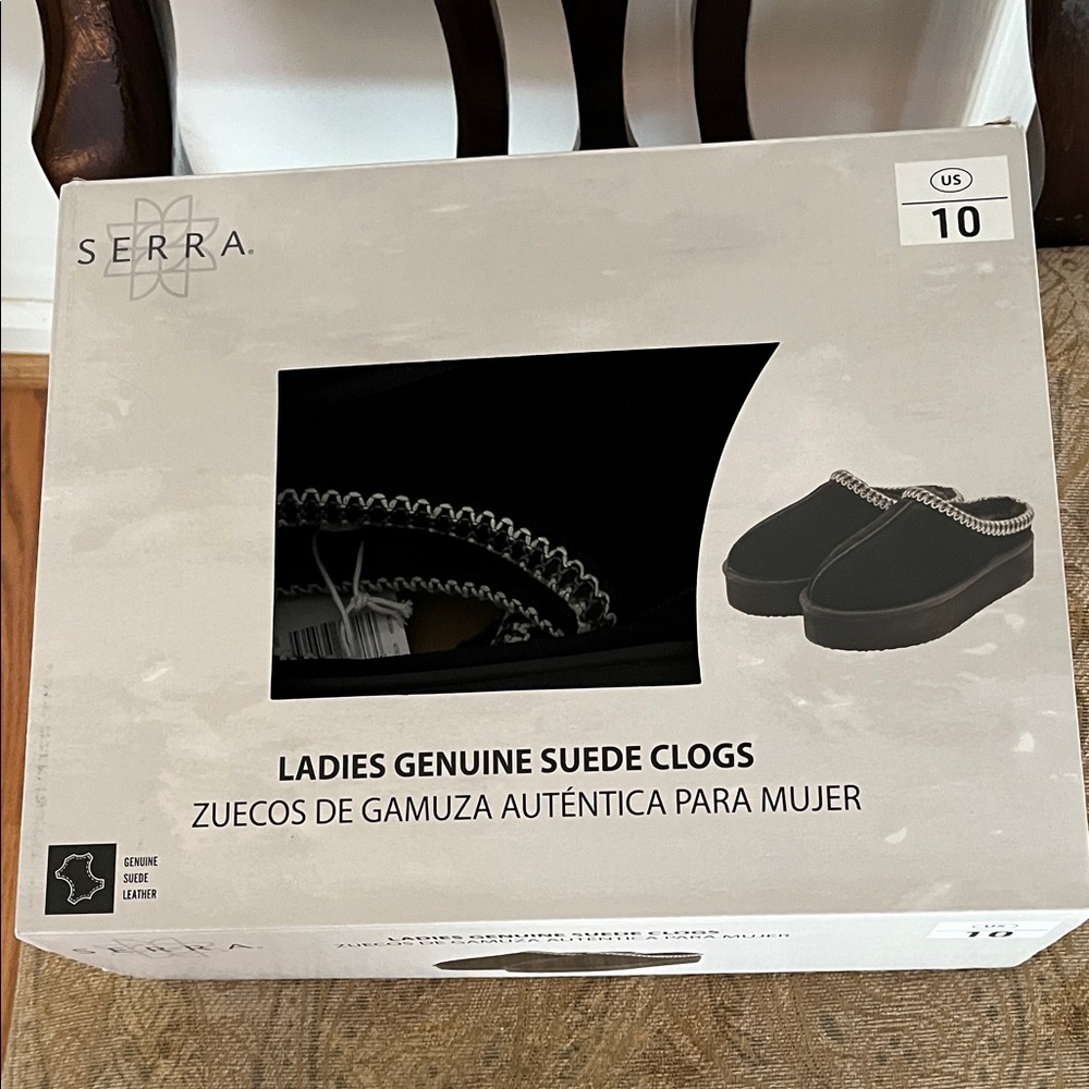 Serra Black Suede Ladies Clogs